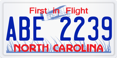 NC license plate ABE2239