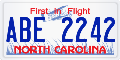 NC license plate ABE2242
