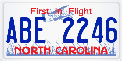 NC license plate ABE2246