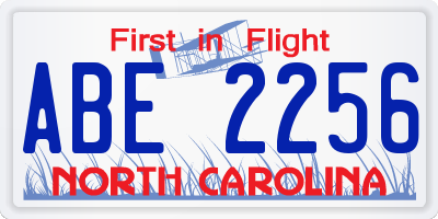 NC license plate ABE2256