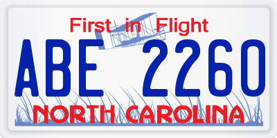 NC license plate ABE2260