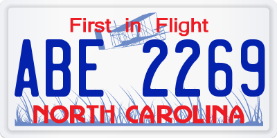 NC license plate ABE2269
