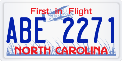 NC license plate ABE2271