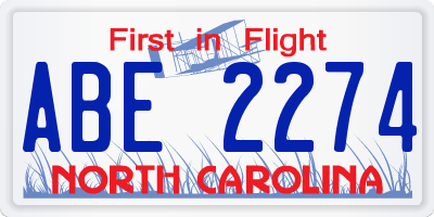 NC license plate ABE2274