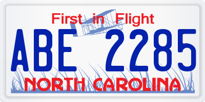 NC license plate ABE2285