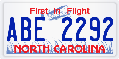 NC license plate ABE2292
