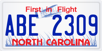 NC license plate ABE2309