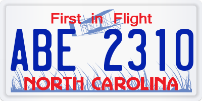 NC license plate ABE2310