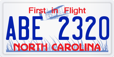 NC license plate ABE2320