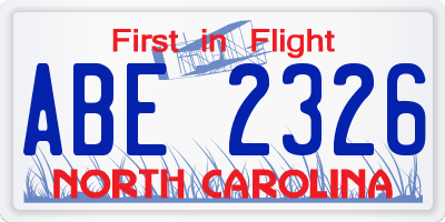 NC license plate ABE2326
