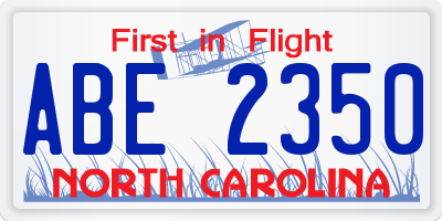 NC license plate ABE2350