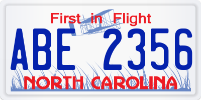 NC license plate ABE2356