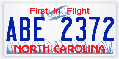 NC license plate ABE2372