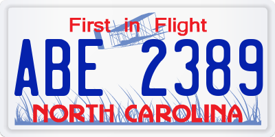 NC license plate ABE2389