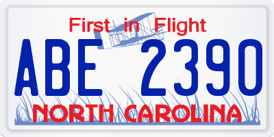 NC license plate ABE2390
