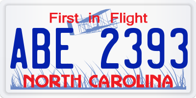 NC license plate ABE2393