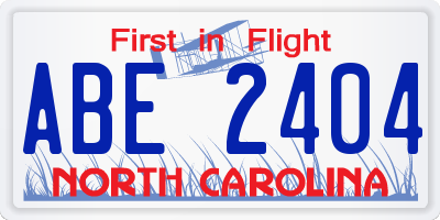NC license plate ABE2404