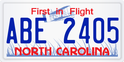 NC license plate ABE2405