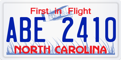 NC license plate ABE2410