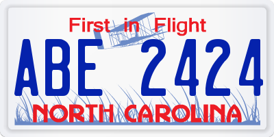 NC license plate ABE2424
