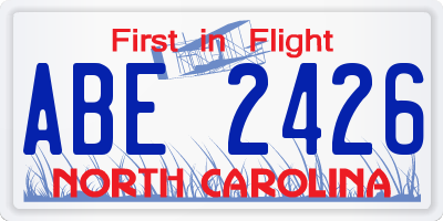 NC license plate ABE2426