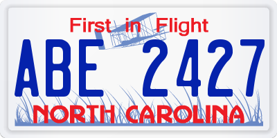NC license plate ABE2427