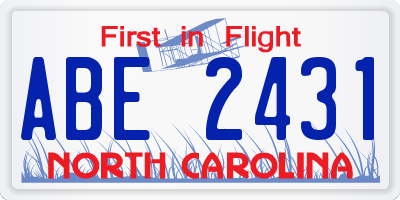 NC license plate ABE2431