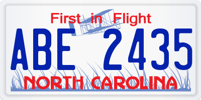 NC license plate ABE2435