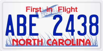 NC license plate ABE2438