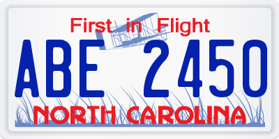 NC license plate ABE2450