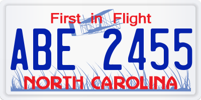 NC license plate ABE2455