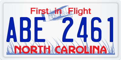 NC license plate ABE2461