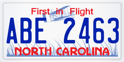 NC license plate ABE2463