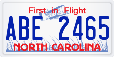 NC license plate ABE2465