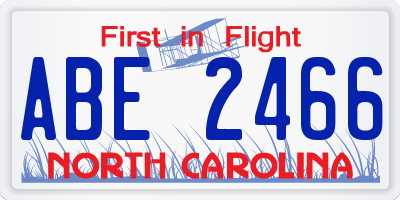 NC license plate ABE2466