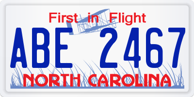 NC license plate ABE2467