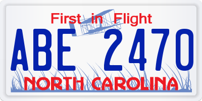 NC license plate ABE2470
