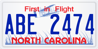 NC license plate ABE2474