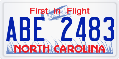 NC license plate ABE2483