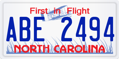 NC license plate ABE2494