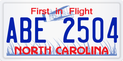 NC license plate ABE2504