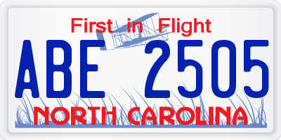 NC license plate ABE2505