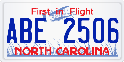 NC license plate ABE2506
