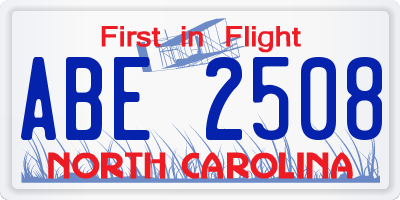 NC license plate ABE2508