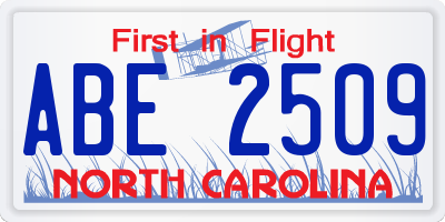 NC license plate ABE2509