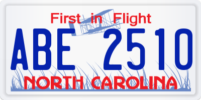 NC license plate ABE2510