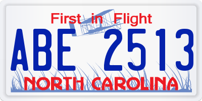 NC license plate ABE2513