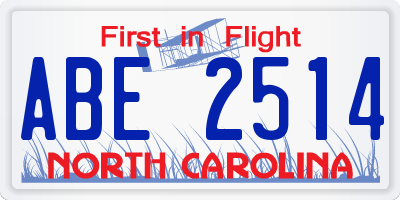 NC license plate ABE2514