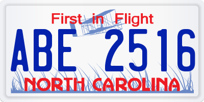 NC license plate ABE2516