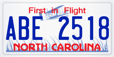 NC license plate ABE2518